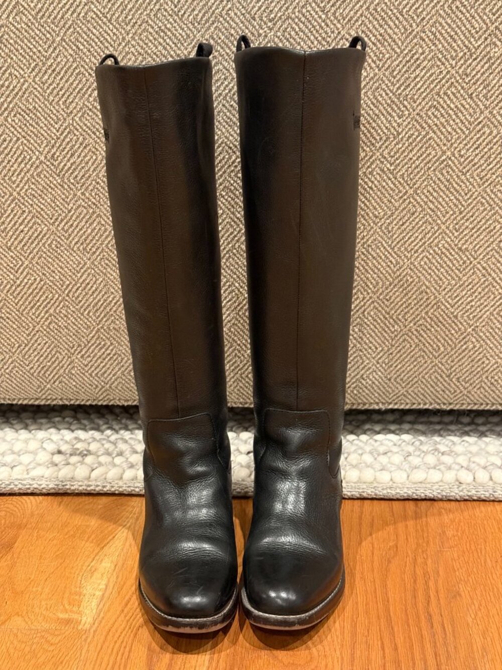 Franco Sarto Black Leather Meyer Knee High Riding Boots, sz 7M